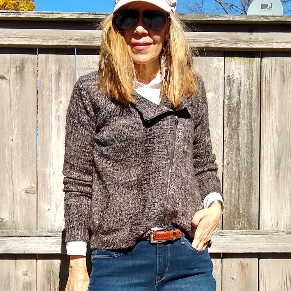 Gap Brown Moto Cardigan Sz XS